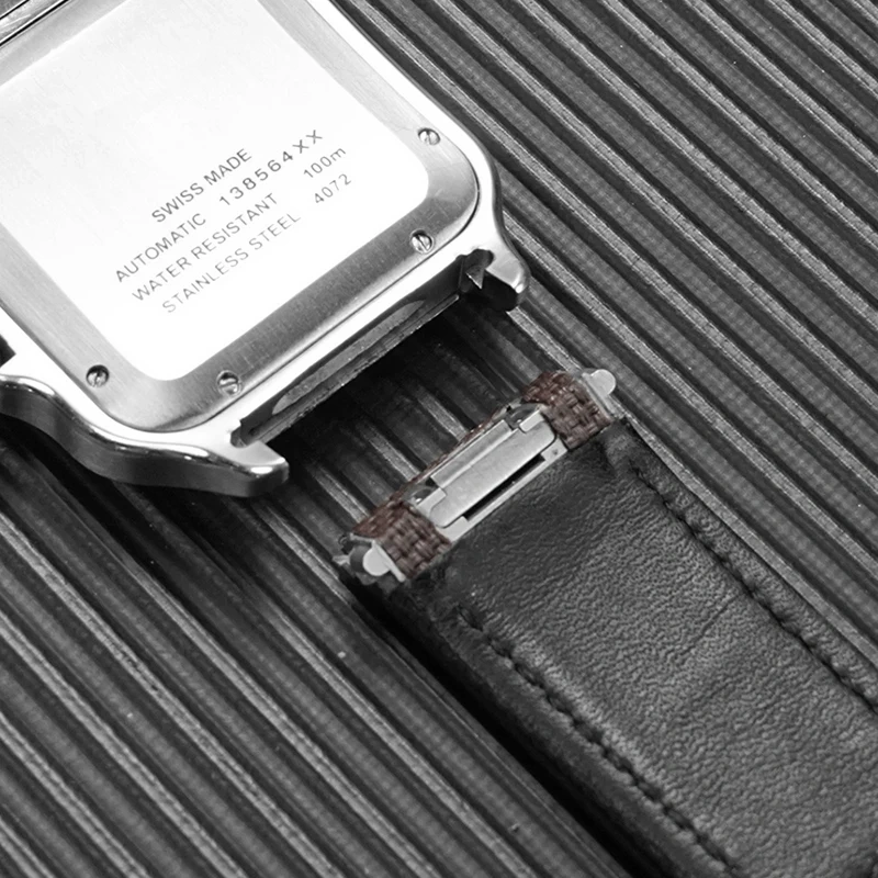 24 colors Quick release VITON watch band for Cartier SANTOS 39.8mm large medium 21mm 19mm Orange Black Blue Pink Folding clasp