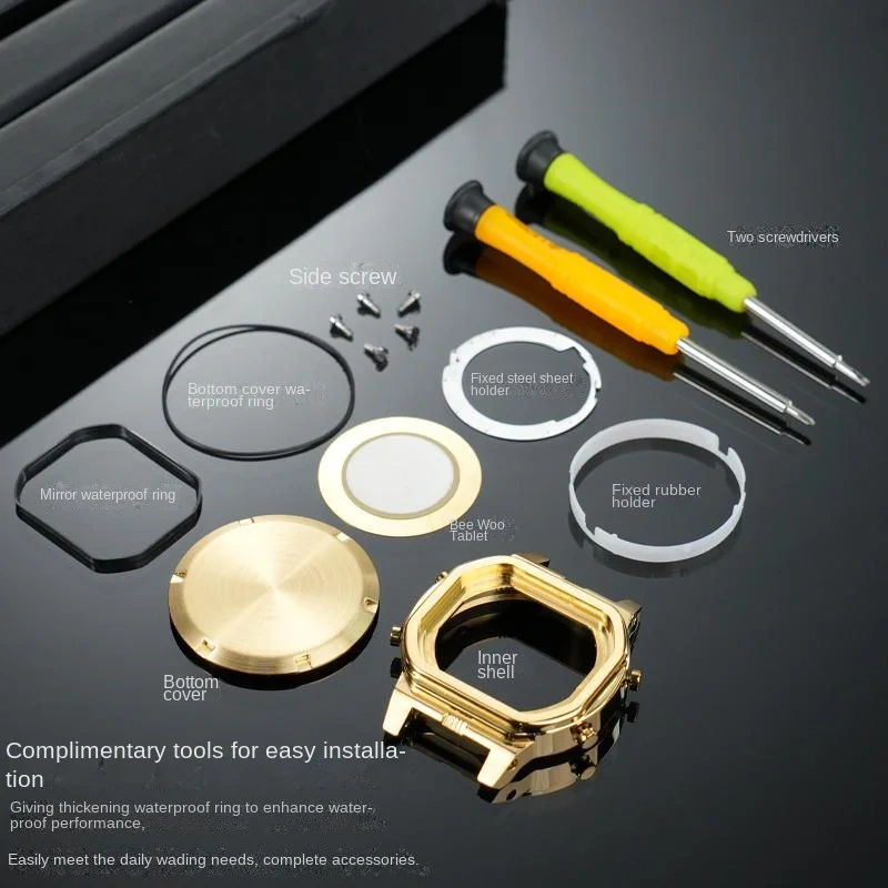 GW-B5600 Mod Kit for Casio GWB5600 Metal Bezel Rear/Bottom Cover Screw Waterproof Ring I/O Ring men Stainless Steel Inner Shell