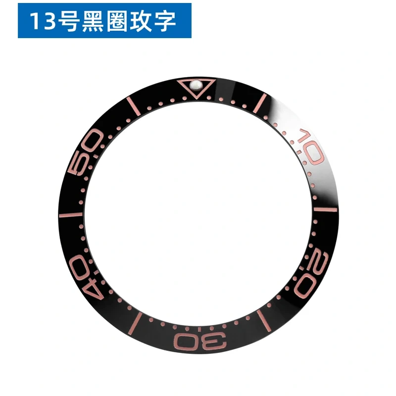 Sloping 38mm*30.7mm Ceramic Bezel 12 o'clock Luminous watch Insert Seamaster 300/600 38mm 40/42mm Replace Watch Face Bezel ring
