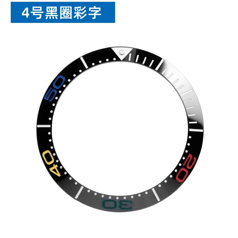 Sloping 38mm*30.7mm Ceramic Bezel 12 o'clock Luminous watch Insert Seamaster 300/600 38mm 40/42mm Replace Watch Face Bezel ring