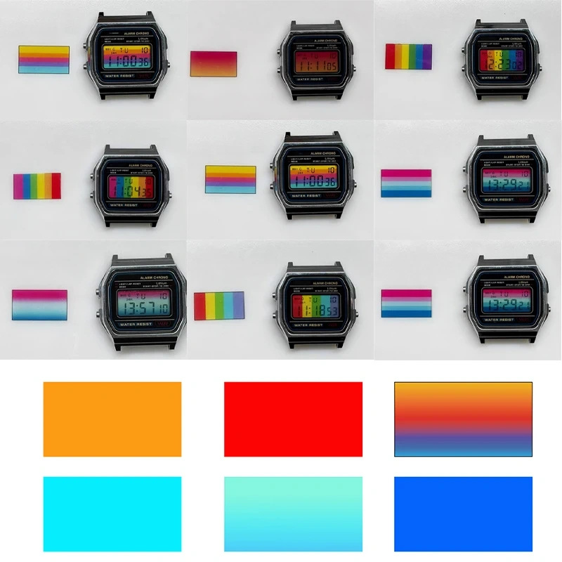 For Casio Small Square watch F91W A158W A159W A168 Screen Stickers Gradient colour Display Screen Coating Refit screen accessory