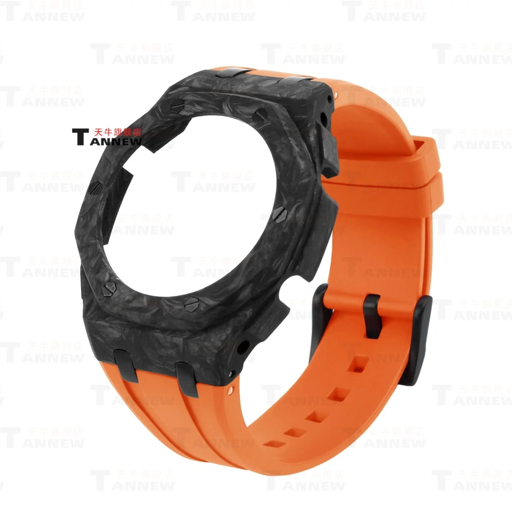 Forged Carbon Fiber Case + FKM Rubber Strap Full Mod Kit for Casio GA-2100 GA-2110 CasiOak Luxury Upgrade Set with Quick Release