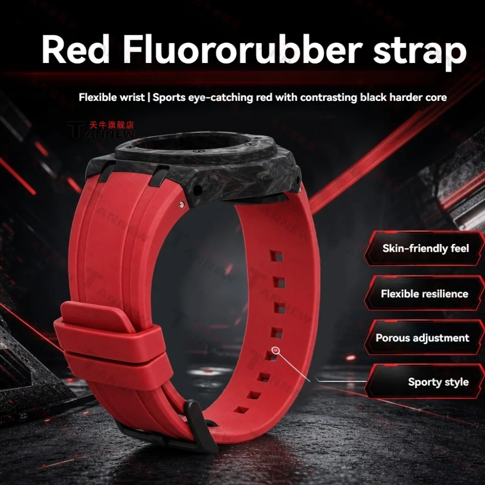 Forged Carbon Fiber Case + FKM Rubber Strap Full Mod Kit for Casio GA-2100 GA-2110 CasiOak Luxury Upgrade Set with Quick Release