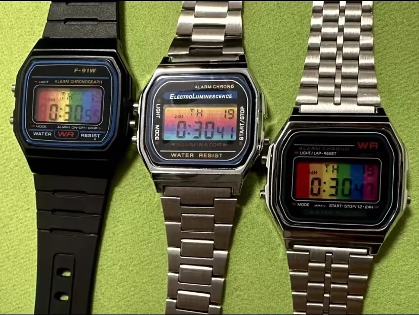 For Casio Small Square watch F91W A158W A159W A168 Screen Stickers Gradient colour Display Screen Coating Refit screen accessory