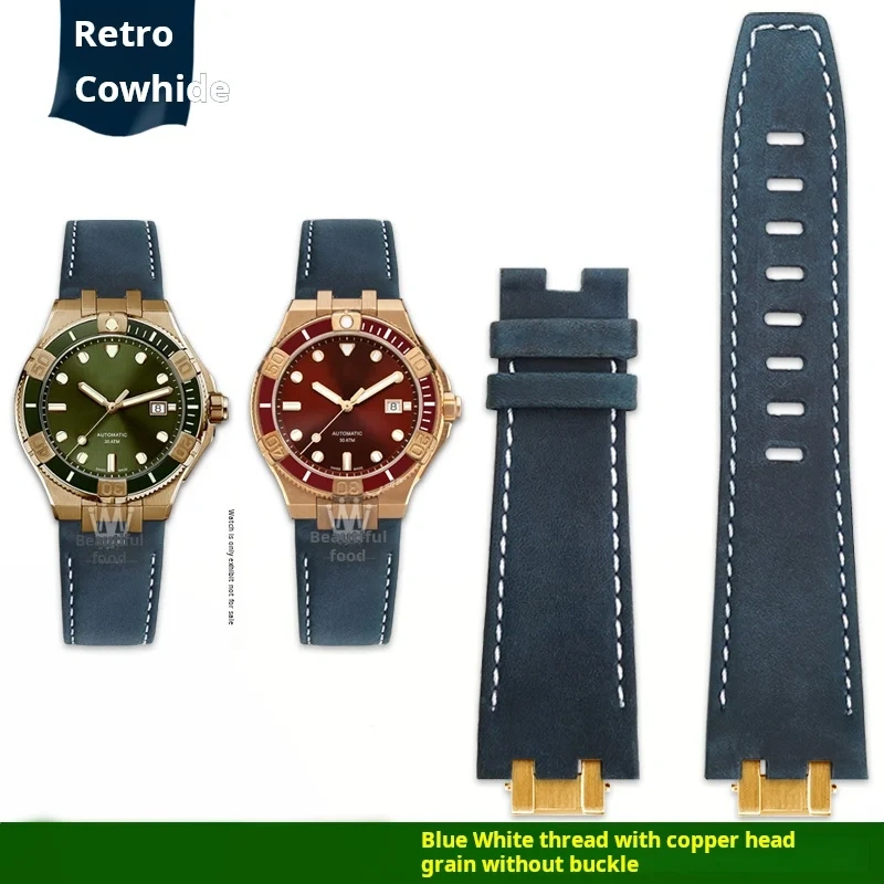 High quality Men's vintage Wristband for Maurice Lacroix AIKON series AI6058 AI6008 AI6038 dedicated cowhide watchstrap bracelet