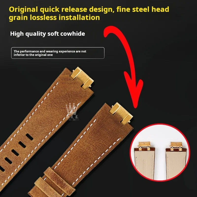 High quality Men's vintage Wristband for Maurice Lacroix AIKON series AI6058 AI6008 AI6038 dedicated cowhide watchstrap bracelet