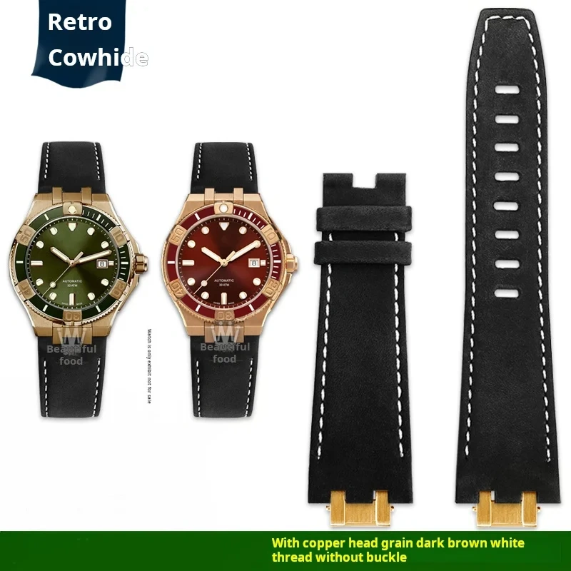 High quality Men's vintage Wristband for Maurice Lacroix AIKON series AI6058 AI6008 AI6038 dedicated cowhide watchstrap bracelet
