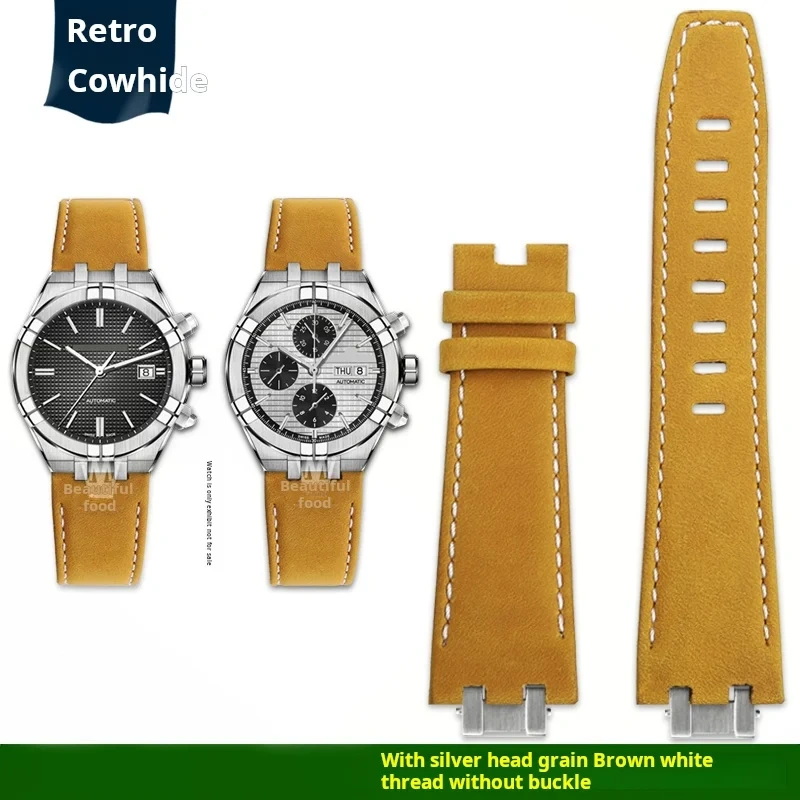 High quality Men's vintage Wristband for Maurice Lacroix AIKON series AI6058 AI6008 AI6038 dedicated cowhide watchstrap bracelet