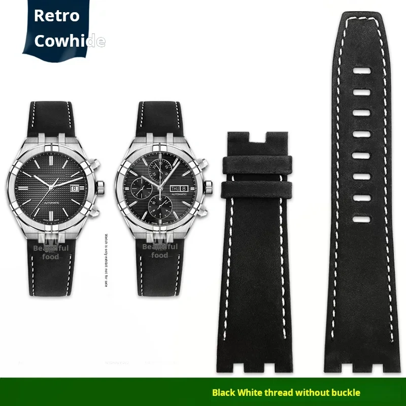 High quality Men's vintage Wristband for Maurice Lacroix AIKON series AI6058 AI6008 AI6038 dedicated cowhide watchstrap bracelet