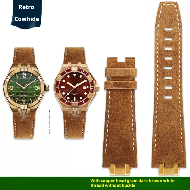 High quality Men's vintage Wristband for Maurice Lacroix AIKON series AI6058 AI6008 AI6038 dedicated cowhide watchstrap bracelet