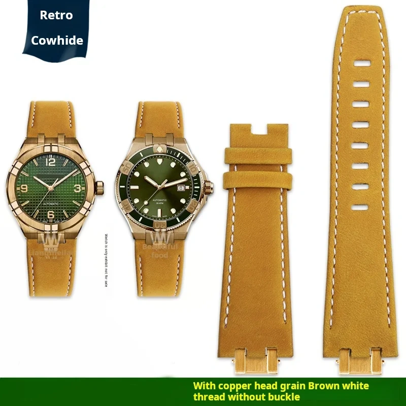 High quality Men's vintage Wristband for Maurice Lacroix AIKON series AI6058 AI6008 AI6038 dedicated cowhide watchstrap bracelet