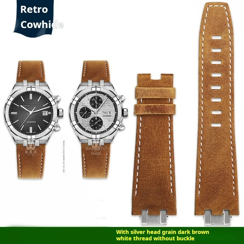High quality Men's vintage Wristband for Maurice Lacroix AIKON series AI6058 AI6008 AI6038 dedicated cowhide watchstrap bracelet