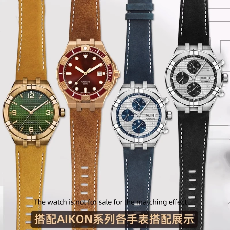 High quality Men's vintage Wristband for Maurice Lacroix AIKON series AI6058 AI6008 AI6038 dedicated cowhide watchstrap bracelet