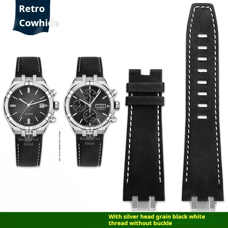 High quality Men's vintage Wristband for Maurice Lacroix AIKON series AI6058 AI6008 AI6038 dedicated cowhide watchstrap bracelet