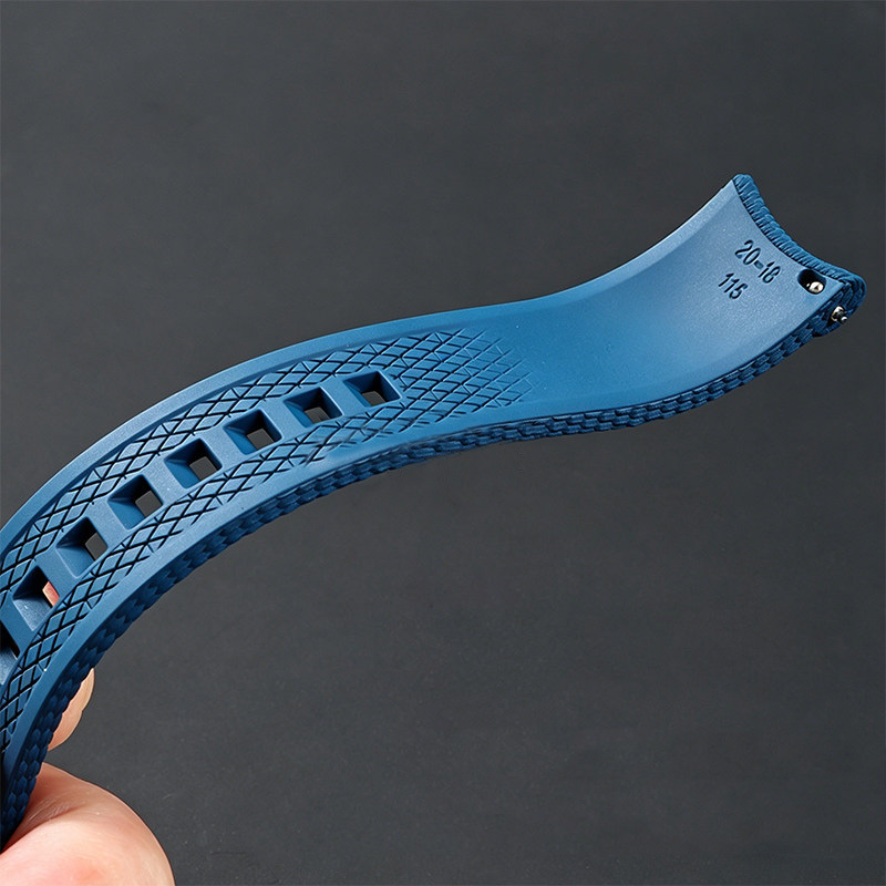 Curved End FKM Rubber Quick Release Watch Strap - Blue