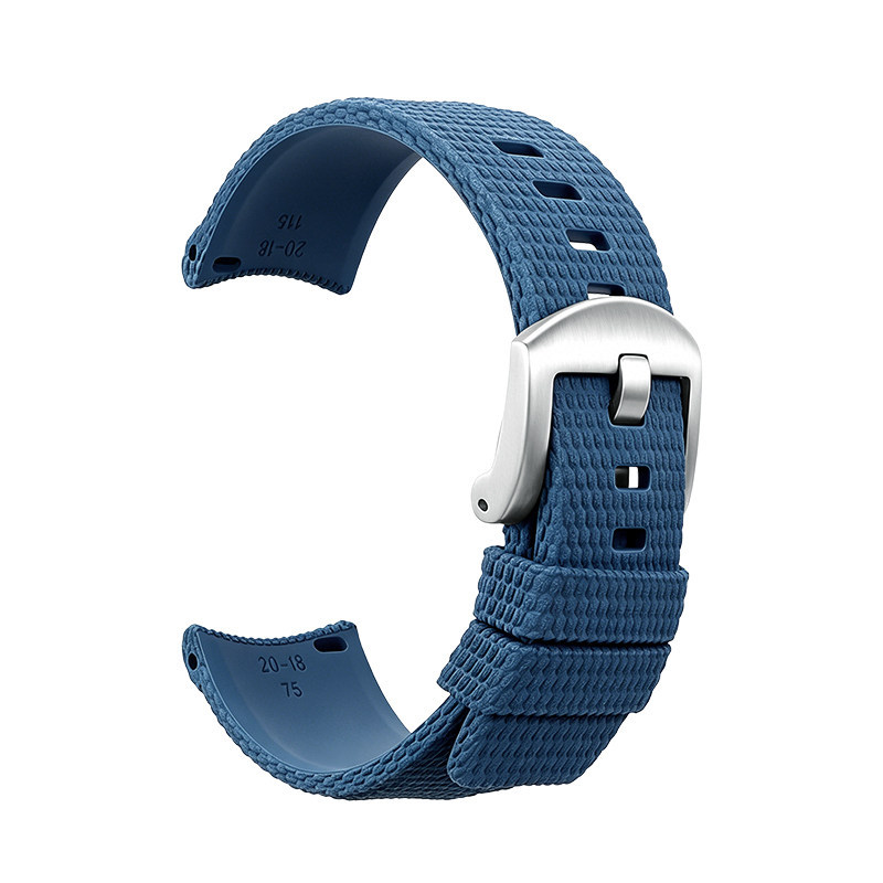 Curved End FKM Rubber Quick Release Watch Strap - Blue