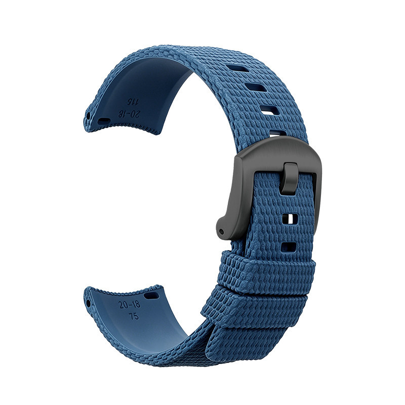 Curved End FKM Rubber Quick Release Watch Strap - Blue