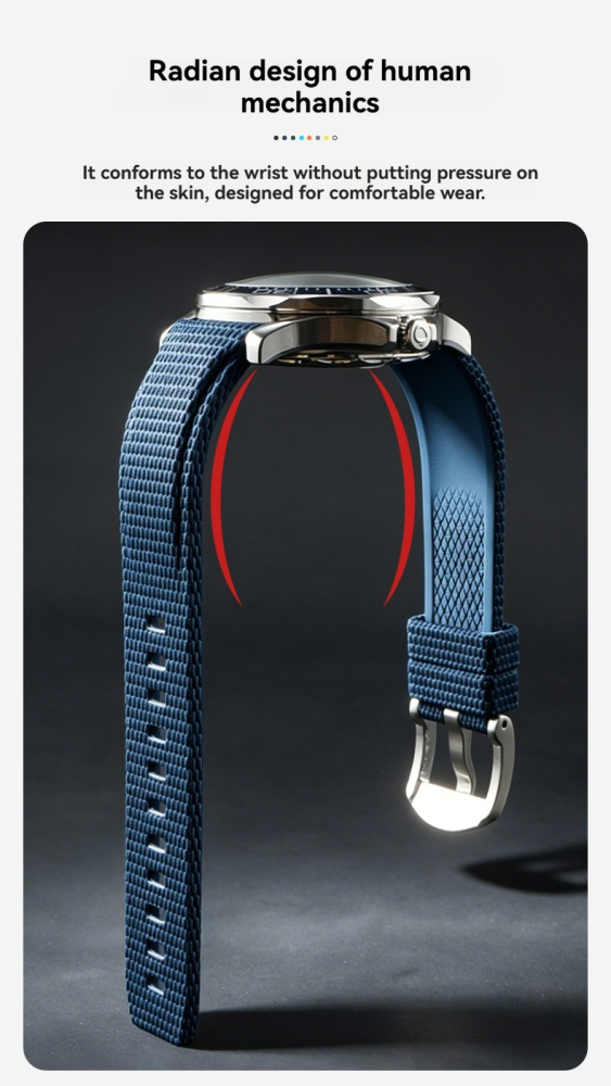 Curved End FKM Rubber Quick Release Watch Strap - Blue