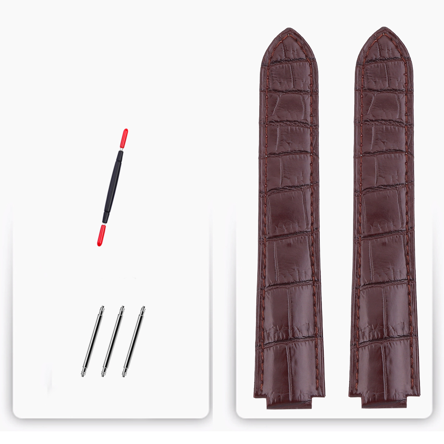 Matte Crocodile Tail Strap for Cartier Ballon Bleu – Double Raised Tapered Ends & Calfskin Lining