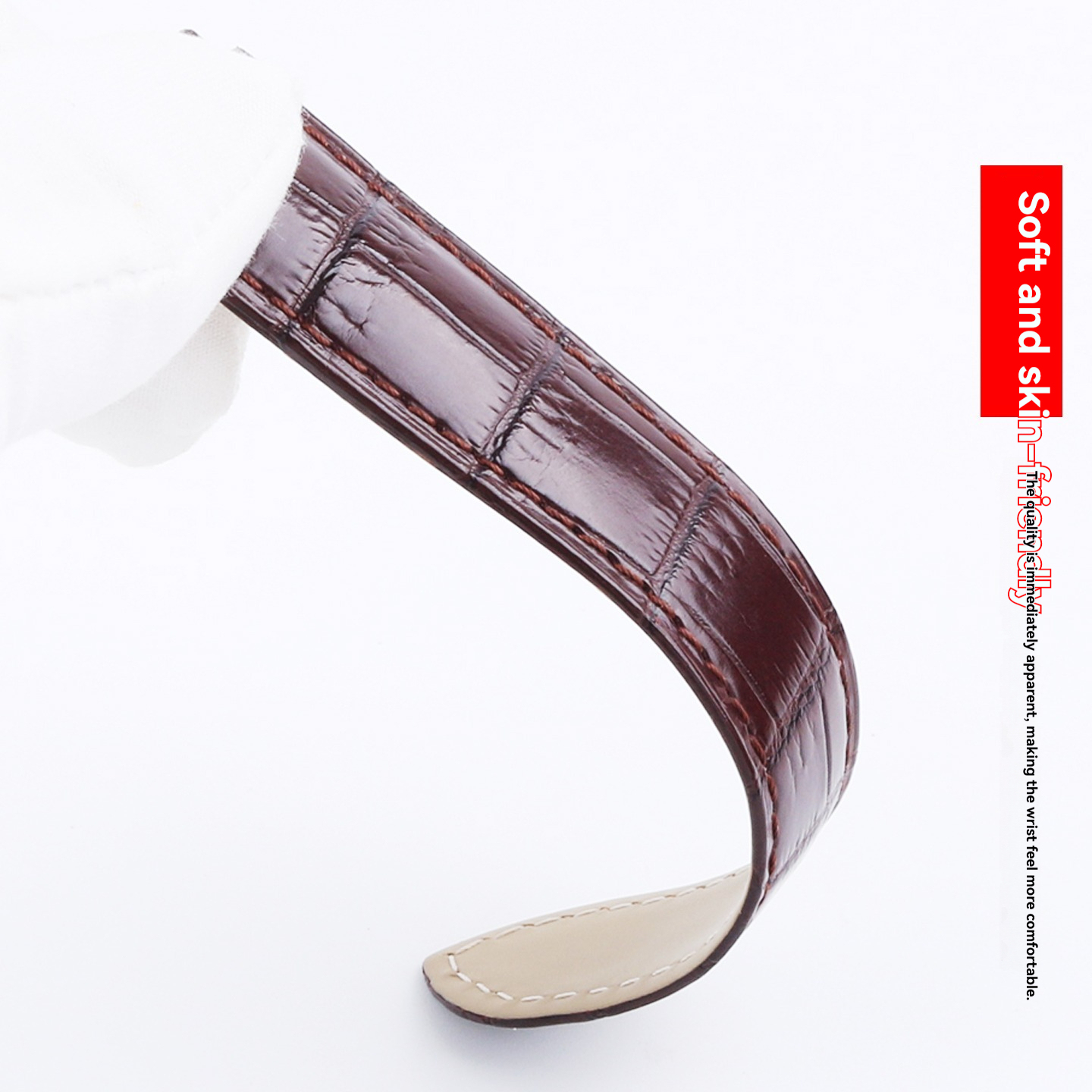 Matte Crocodile Tail Strap for Cartier Ballon Bleu – Double Raised Tapered Ends & Calfskin Lining