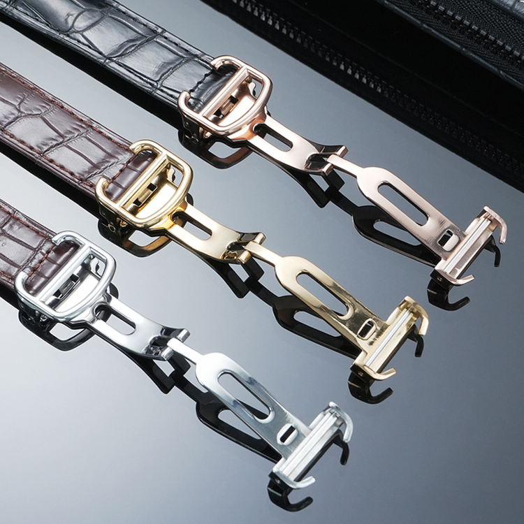 Matte Crocodile Tail Strap for Cartier Ballon Bleu – Double Raised Tapered Ends & Calfskin Lining