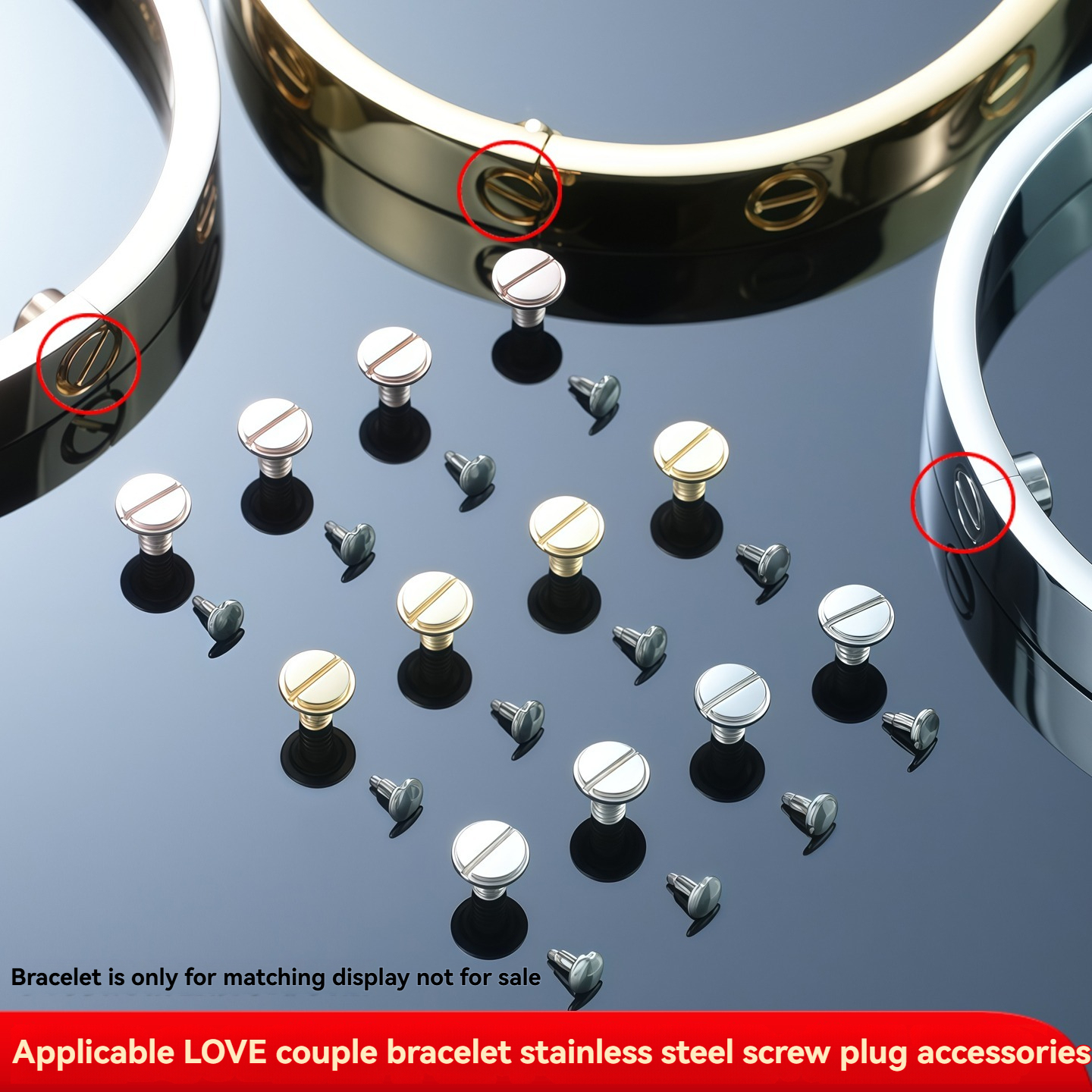 Replacement Stainless Steel Screw and Cap for LOVE Style Bangle