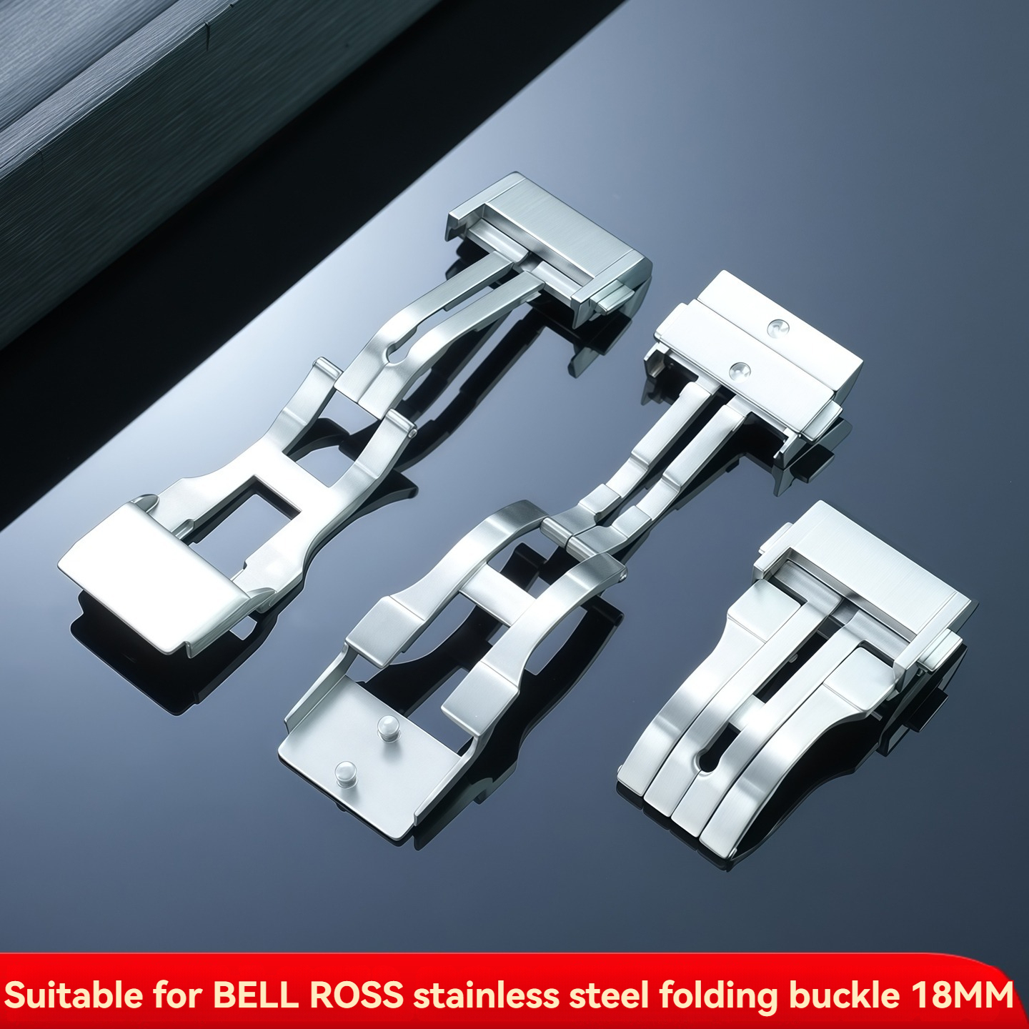 Solid Stainless Steel Folding Clasp for Bell  Ross BR05/BRX5 – 18mm Width