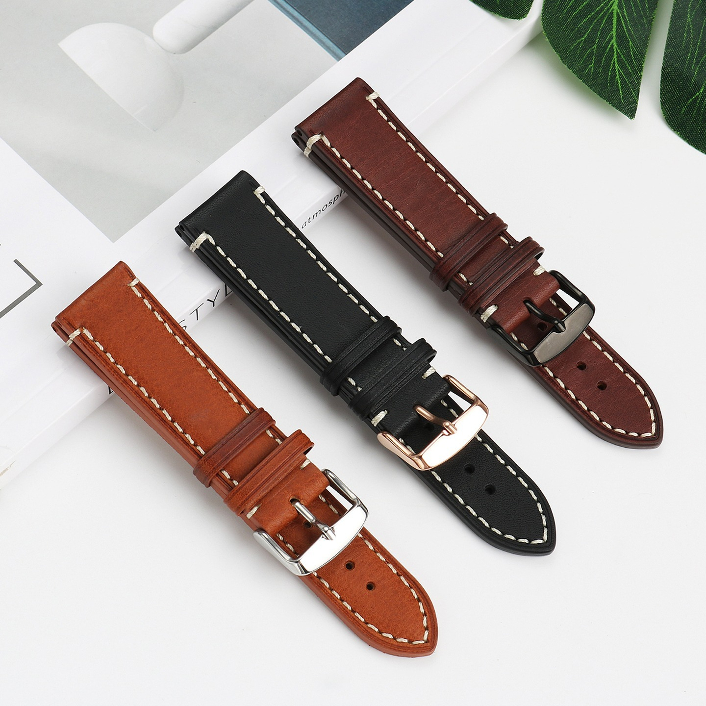 Italian Leather Watch Strap for Rolex Tissot Tudor – Double-Layer Calfskin in 20/22mm.