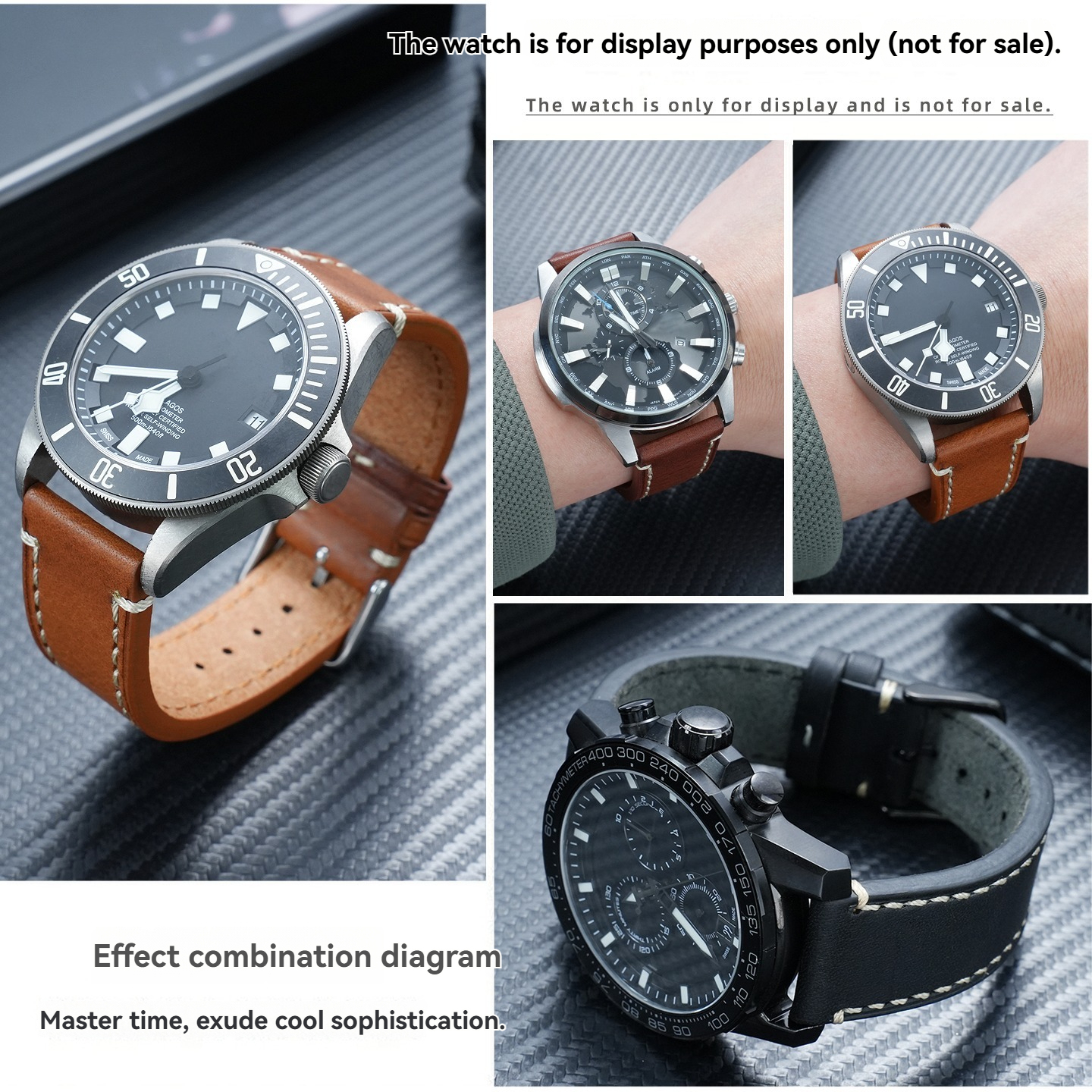 Italian Leather Watch Strap for Rolex Tissot Tudor – Double-Layer Calfskin in 20/22mm.