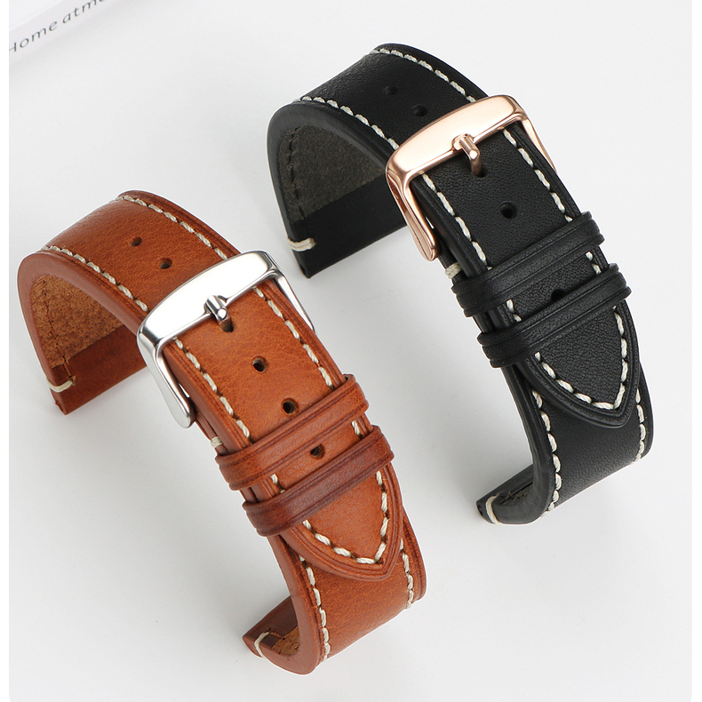 Italian Leather Watch Strap for Rolex Tissot Tudor – Double-Layer Calfskin in 20/22mm.
