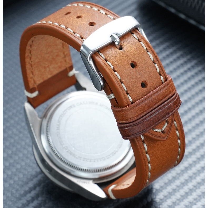 Italian Leather Watch Strap for Rolex Tissot Tudor – Double-Layer Calfskin in 20/22mm.