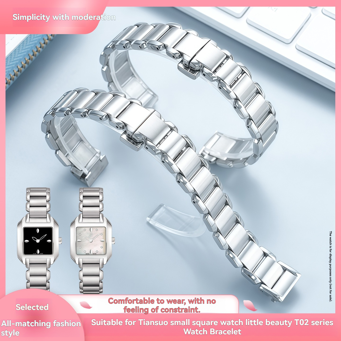 Solid Stainless Steel Bracelet for Tissot T023210A T-Wave – 14mm Flat End Fit