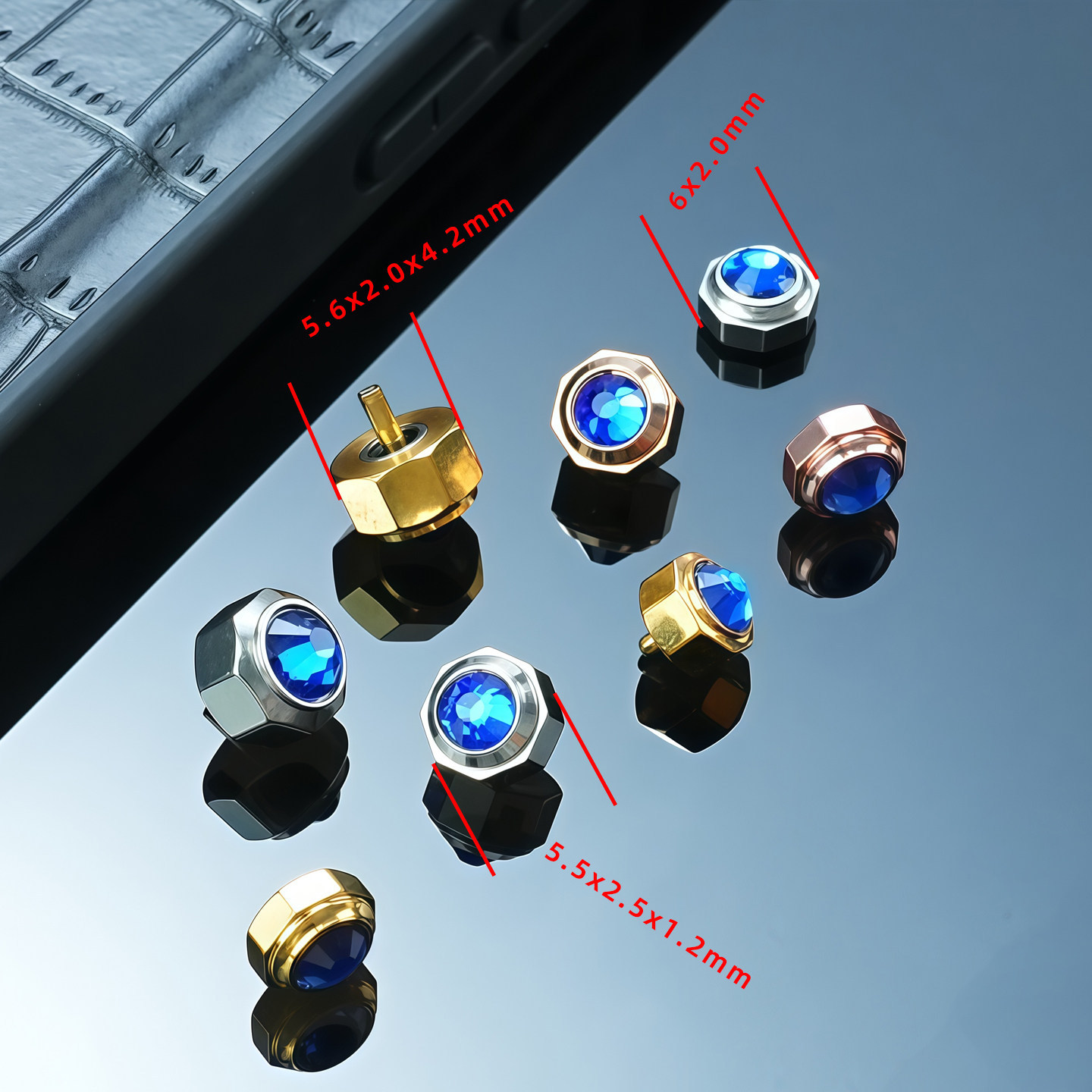 Premium Stainless Steel Crown for Cartier Santos – 7-Sided Design with Synthetic Spinel.