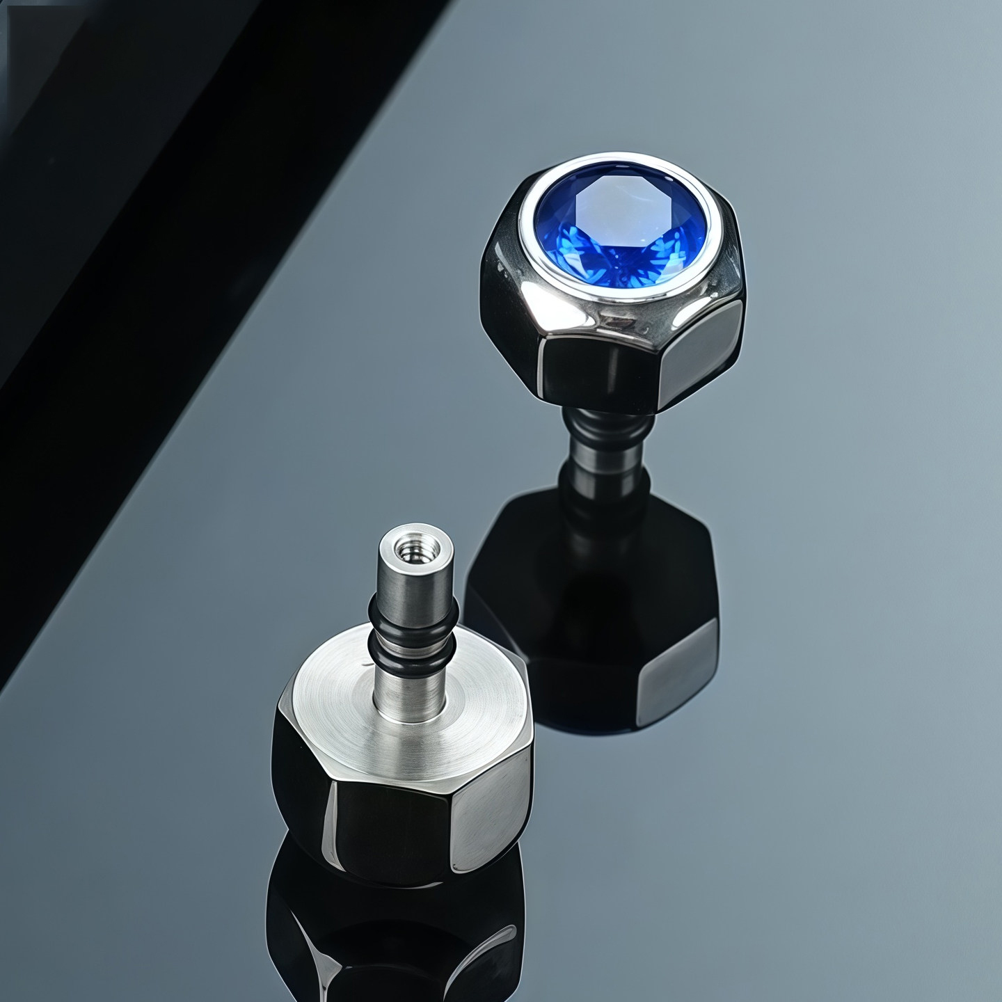 Premium Stainless Steel Crown for Cartier Santos – 7-Sided Design with Synthetic Spinel