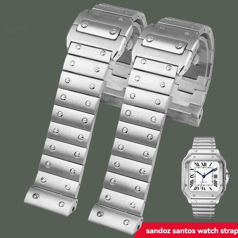Replacement Stainless Steel Bracelet for Cartier Santos 100 – 20/23mm Solid Steel Band.