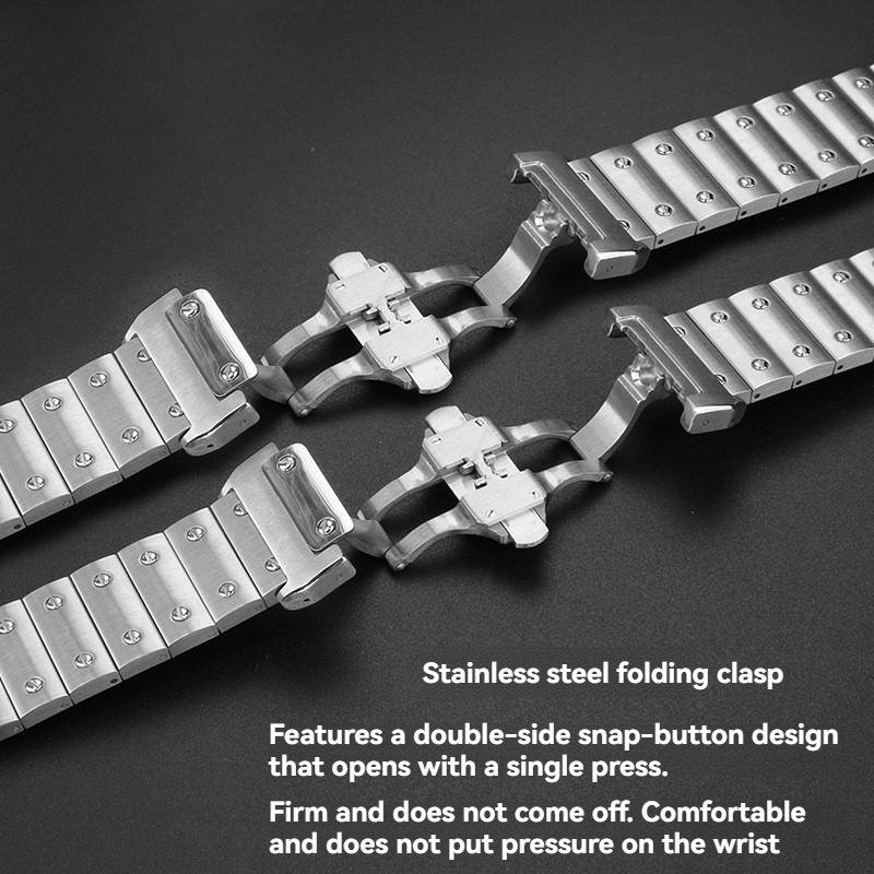 Replacement Stainless Steel Bracelet for Cartier Santos 100 – 20/23mm Solid Steel Band.