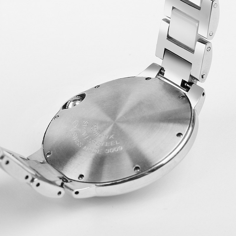 Replacement Solid Steel & Ceramic Bracelet for Cartier Ballon Bleu W6920084 – Convex Design.