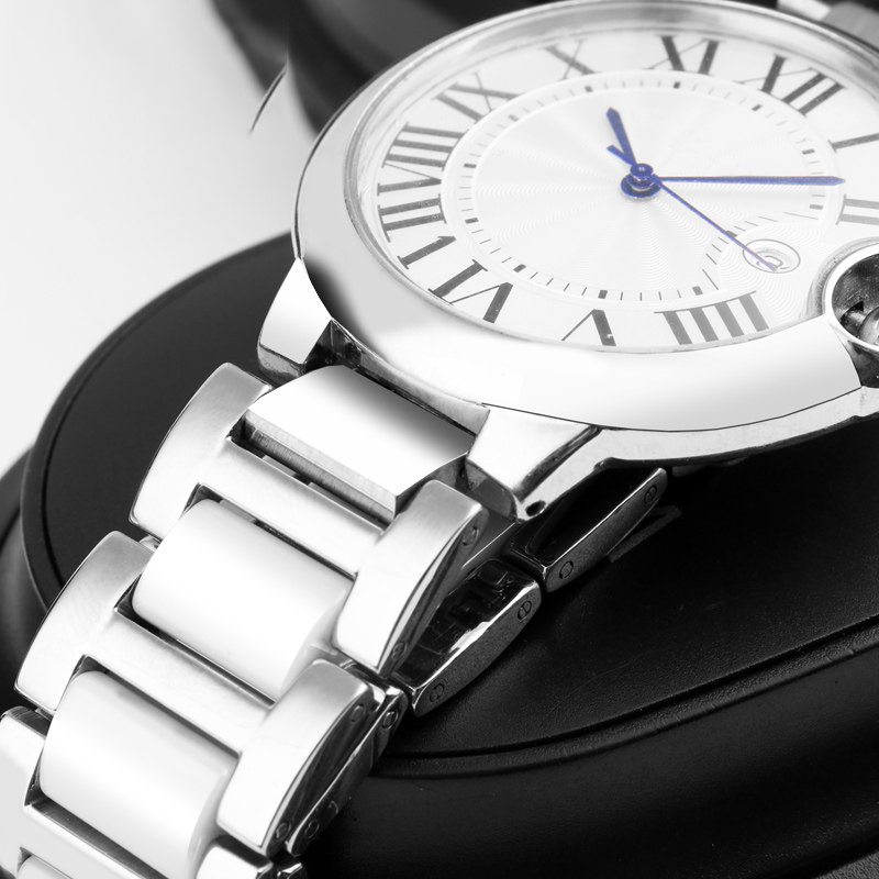 Replacement Solid Steel & Ceramic Bracelet for Cartier Ballon Bleu W6920084 – Convex Design.