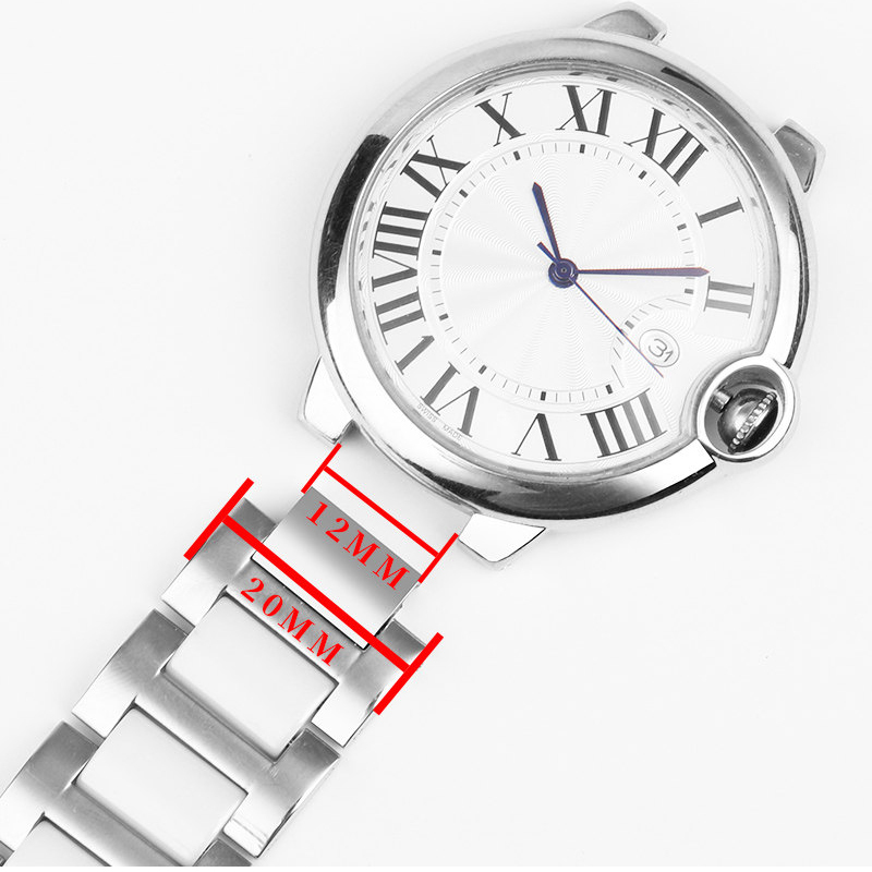 Replacement Solid Steel & Ceramic Bracelet for Cartier Ballon Bleu W6920084 – Convex Design.