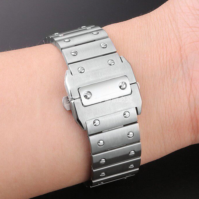 Replacement Stainless Steel Bracelet for Cartier Santos 100 – 20/23mm Solid Steel Band.