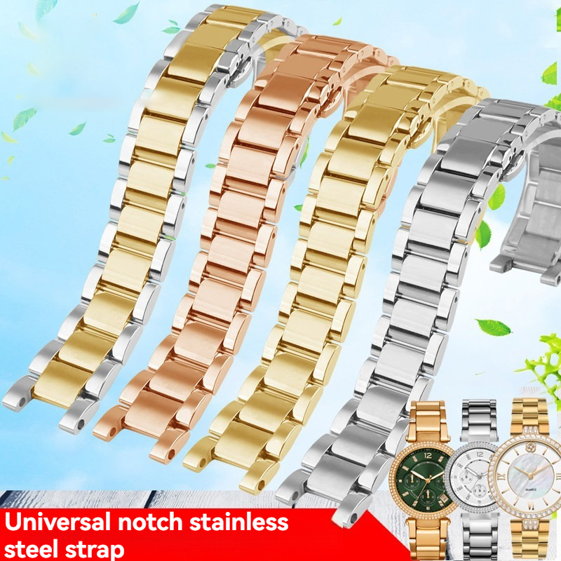 Replacement Notched Stainless Steel Bracelet for Fiyta/Cartier Pasha/Gucci/Rossini/MK – Multi-Brand Universal  Band. Solid Steel.