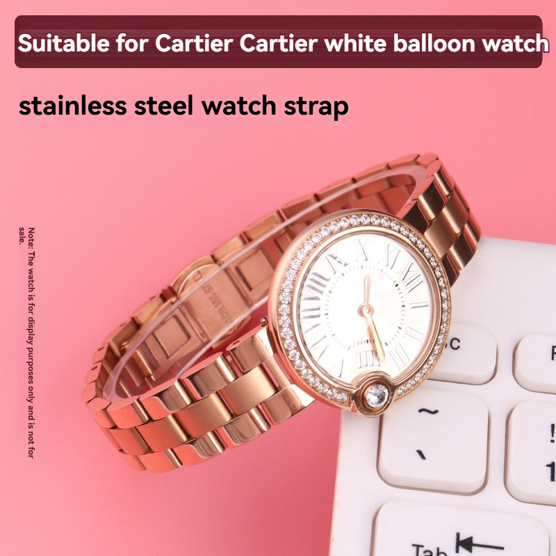 Replacement Notched Stainless Steel Bracelet for Cartier Ballon Blanc W4BL0002/WJBL0008 – 14mm Steel Band