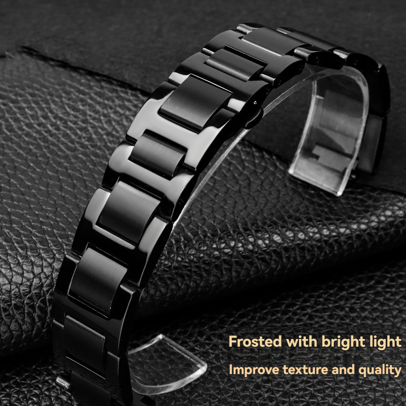 Replacement Black Steel Bracelet for Cartier WSBB0015 – 20x12mm Convex