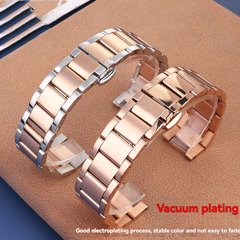 Replacement Notched Stainless Steel Bracelet for Fiyta/Cartier Pasha/Gucci/Rossini/MK – Multi-Brand Universal  Band. Solid Steel.