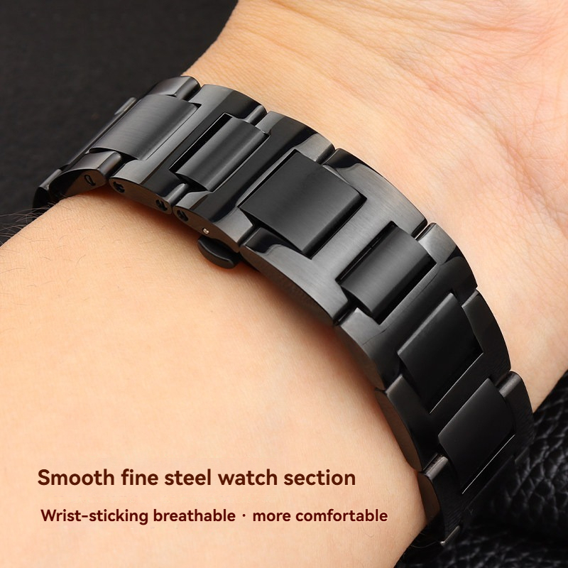 Replacement Black Steel Bracelet for Cartier WSBB0015 – 20x12mm Convex