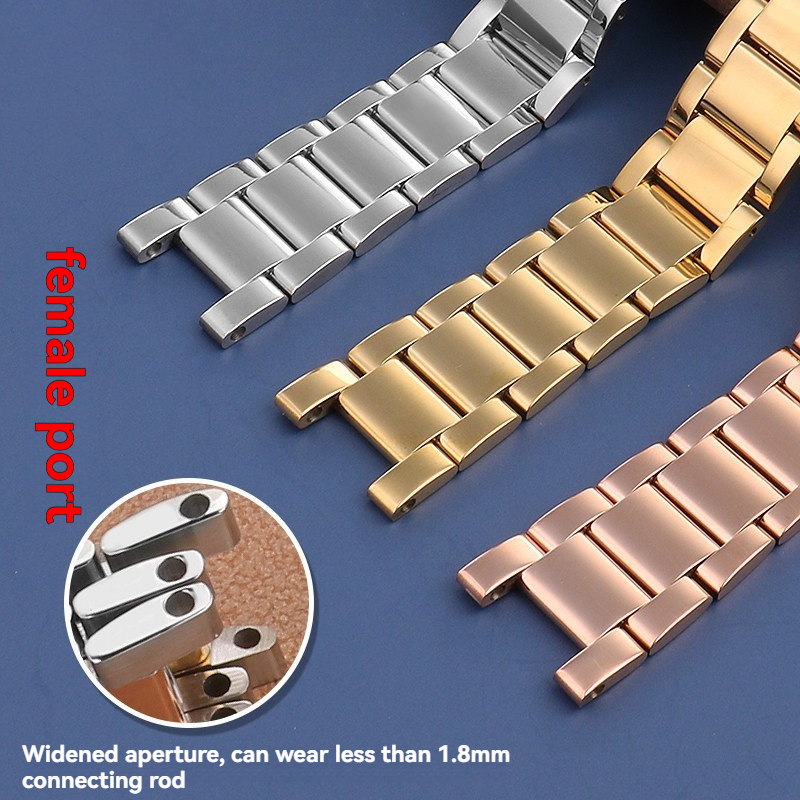 Replacement Notched Stainless Steel Bracelet for Fiyta/Cartier Pasha/Gucci/Rossini/MK – Multi-Brand Universal  Band. Solid Steel.
