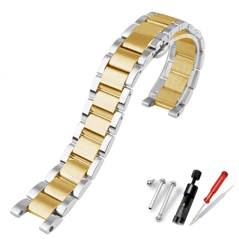 Replacement Notched Stainless Steel Bracelet for Fiyta/Cartier Pasha/Gucci/Rossini/MK – Multi-Brand Universal  Band. Solid Steel.