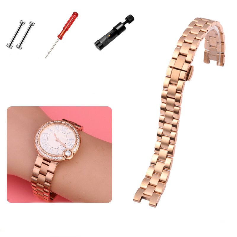 Replacement Notched Stainless Steel Bracelet for Cartier Ballon Blanc W4BL0002/WJBL0008 – 14mm Steel Band