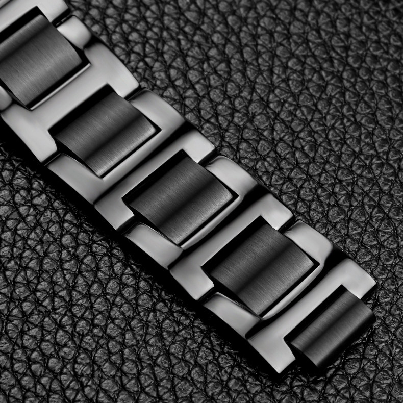 Replacement Black Steel Bracelet for Cartier WSBB0015 – 20x12mm Convex