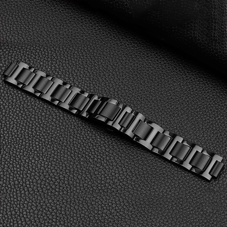 Replacement Black Steel Bracelet for Cartier WSBB0015 – 20x12mm Convex